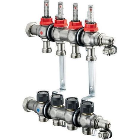 OVENTROP Verteiler Edelstahl 1'' für FBH 10 Kr.,m.Durchflusseinsätzen 0-5 l/min. 1405360