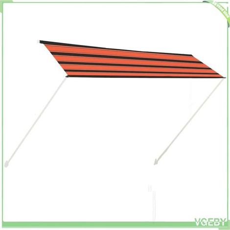 Auvent rétractable - FAFEICY - 300 x 150 cm - Rétractable 0–150 cm - Cadre acier - Orange et marron (1/5)