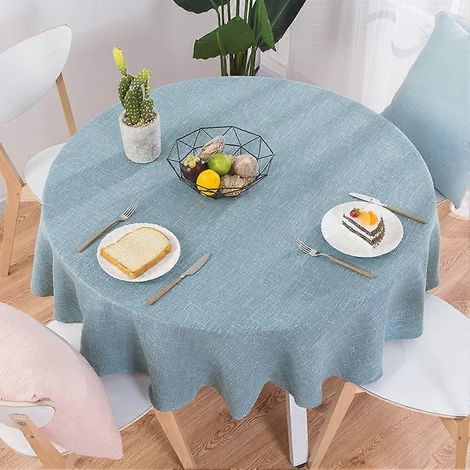 Nappe en coton et lin, style nordique, idéale pour une table ronde parfaite pour votre restaurant ou votre maison. (1/3)