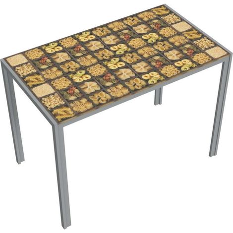 Mesa para cocina, comedor fija Md-Roma acabado cristal decorado, 105cm(ancho) 75cm(altura) 60cm(fondo).