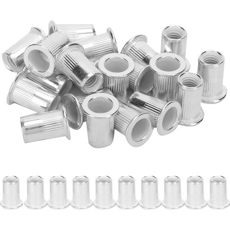 SJLERST Lot de 200 écrous à riveter filetés en aluminium professionnels, accessoires de fixation M6 (1/5)