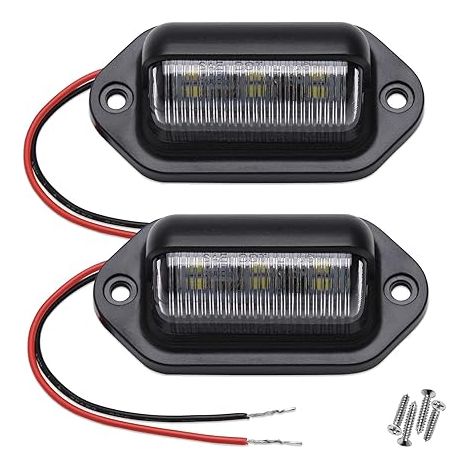 LED Eclairage Plaque Immatriculation, 12V/24V DC imperméable à l'eau 6SMD Feu de plaque d'immatriculation, moto,Convient pour camion SUV remorque van RV bateau (1/5)