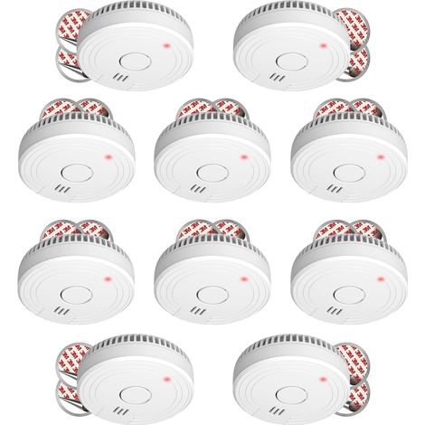 Confezione da 10 rilevatori di fumo ELRO FS1805M con batteria di 5 anni e supporto magnetico. Conforme alla norma europea EN14604 (1/5)