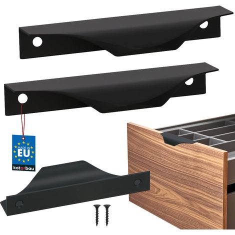 KOTARBAU® Modern Edge Möbelgriffe, Aluminium, Mattschwarz, 96/116 mm, 2er-Set