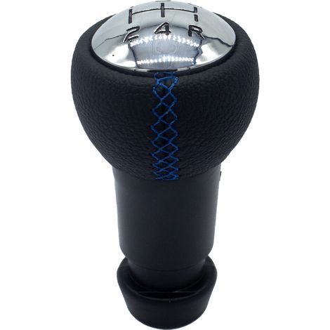Convient aux voitures Peugeot, boîte de vitesses manuelle, pommeau de levier de vitesse, accessoires intérieurs cousus style daim, noir avec fil noir, 5 vitesses, un paquet. (1/4)