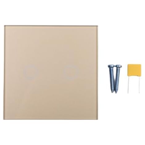 2-Wege-Berührungsschalter für LED- und Glühlampen, gehärtete Glasplatte, einphasig ohne Neutralleiter, Typ 86, 110-240 V, weiß/gold/schwarz (gold) (1/4)