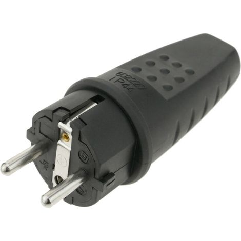 Prise de courant schuko droit mâle IP44 noir (1/5)