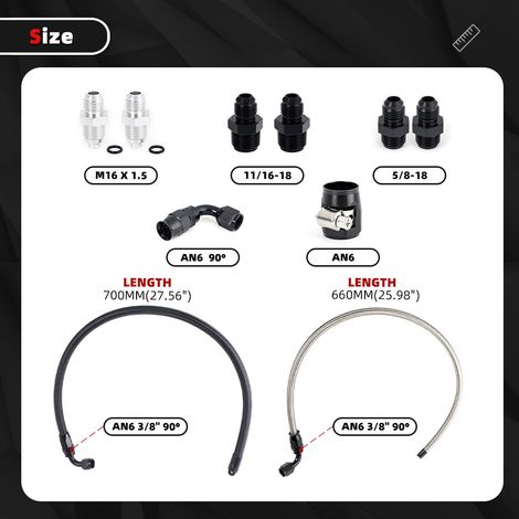 25-Zoll-6AN-Servolenkungspumpenschlauch-Kit für Chevrolet C10 LS (1/4)