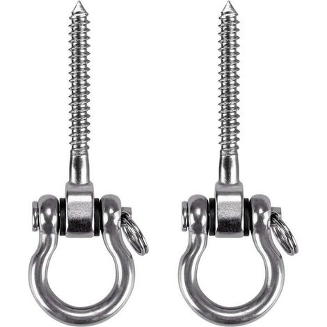 Crochets à vis pivotants à 180° en acier inoxydable 304 - Lot de 2 pour hamac/balançoire, capacité de charge de 900 kg, usage intérieur/extérieur (1/5)