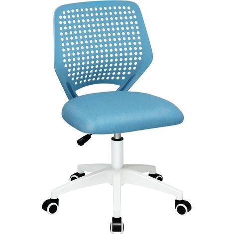 Schreibtischstuhl Mesh Lowback Rollen Armlose Lendenstütze Blau (1/5)