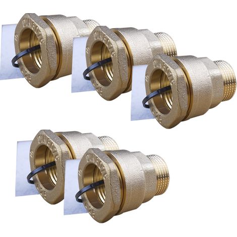 Lot de 5 Manchon laiton droit PEHD Ø25 Mâle 3/4" (20/27) - ACS 16 Bar (1/4)