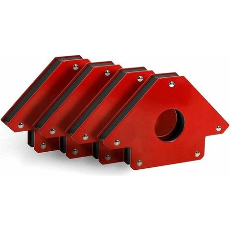 Magnetischer Schweißpositionierer (2er-Set, Zugkraft: 11 kg, Magnetwinkel: 45°, 90° und 135°), magnetisches Schweißquadrat, roter Schweißmagnet mit Pfeil. (1/4)