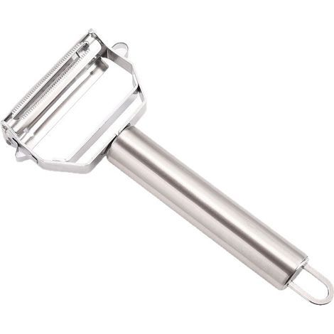 Grattugia/affettatrice in acciaio inox da 18 cm: utensile da cucina versatile e resistente alla ruggine per patate, carote e cetrioli. (1/4)