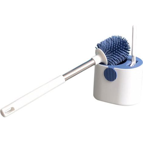Multifunktionale Badreinigungsbürste mit robusten Bürstenköpfen und langem Griff, ein praktisches Zubehör für Toilette und Haushalt. (1/5)