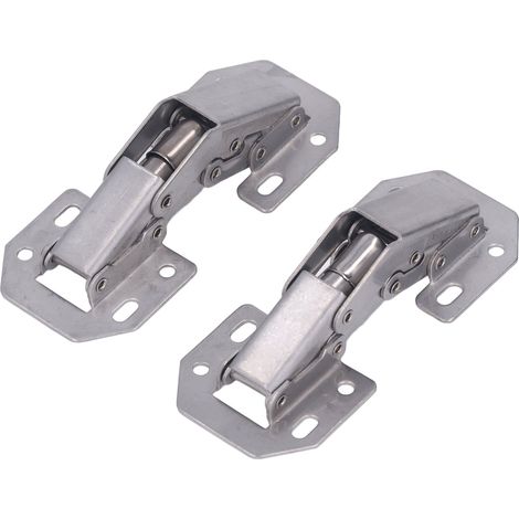 Lot de 2 charnières de porte de placard en alliage de zinc, sans perçage, de type pont, pour portes d'armoires et de placards. (1/5)