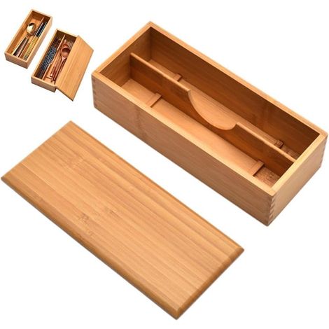 Besteckkasten aus Holz mit Deckel, Besteck-Utensilienhalter, japanischer Löffel, Essstäbchen, Aufbewahrungsbox, Besteck-Aufbewahrungsschublade für die Küche
