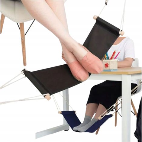 Mini amaca per gambe da scrivania, poggiapiedi sospeso per ufficio, nero (1/5)