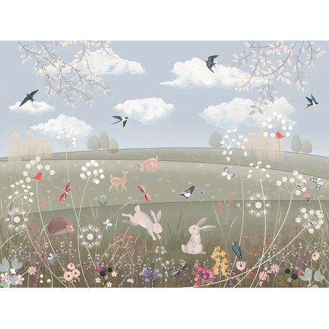Papier peint panoramique Enfants - Animaux de la Forêt - 260 cm x 195 cm (1/2)
