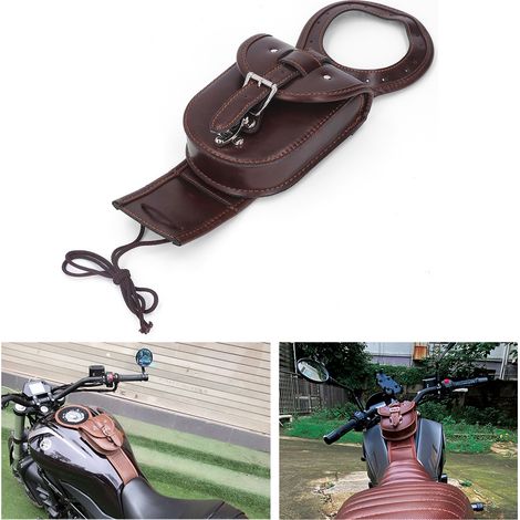 Sacoche de réservoir d'essence étanche pour moto Benelli Leoncino 500 BJ500, en cuir marron. (1/5)