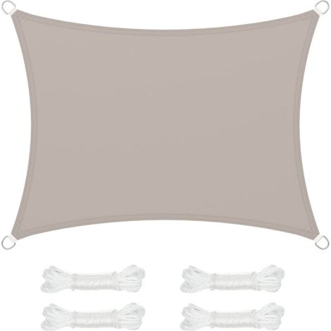 Voile d'ombrage 3 x 4 m, imperméable, avec Une Colonne d'eau de 665 mm, Protection Solaire en Polyester indéchirable, Protection UV 93%, terrasse, Jardin, Balcon, rectangulaire, Cordes de 2 (1/4)