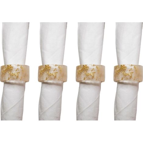 Lot de 4 ronds de serviette en résine pailletée coloris or et rose 5,5 x 5,5 x 3 cm - PANGIVO (1/4)
