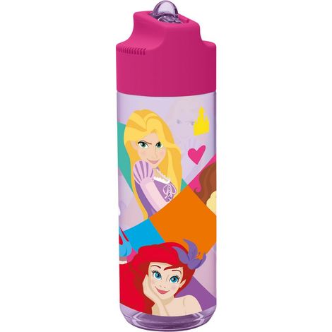 Borraccia Originale Disney Princess da 540 ml in Ecozen, riutilizzabile e lavabile, con tappo svitabile e antigoccia e beccuccio ribaltabile
