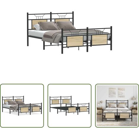 Sommier métal - Cadre de lit sans matelas chêne sonoma 140x200 cm (1/5)