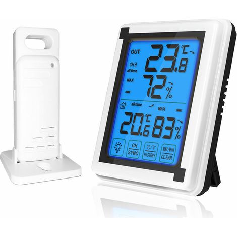 Wireless Digital Hygrometer Temperature Meter with Backlit LCD Touchscreen (1/5)