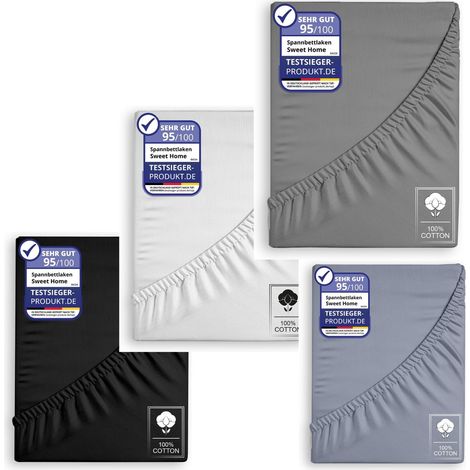 Jersey Spannbettlaken Spannbetttuch 100% Baumwolle Bettlaken Betttuch 135GSM Anthrazit 160x200cm