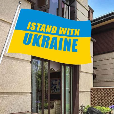 Drapeau ukrainien 90 x 150 cm, couleurs vives, en polyester, pour la décoration intérieure et extérieure. (1/5)