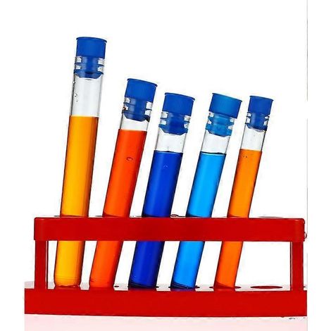Lot de 6 tubes à essai transparents en plastique, contenants pour liquides, avec support à 6 trous pour expériences scientifiques-16.00X5.00X5.00CM