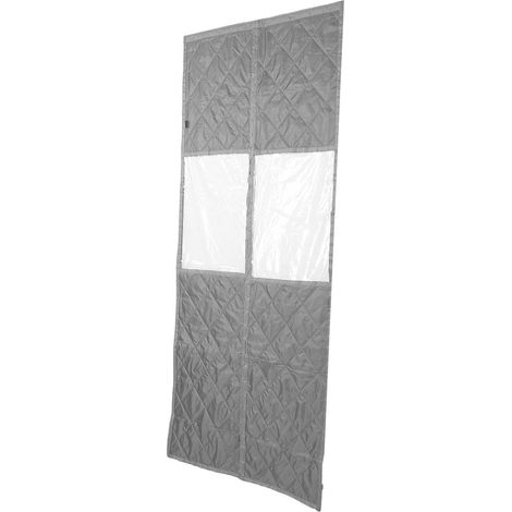 Rideau de Porte Isolant Thermique Magnétique Hiver avec Fenêtre Transparente Anti-froid pourportée 88x216cm Porte d'Entrée Maison Gris (1/5)