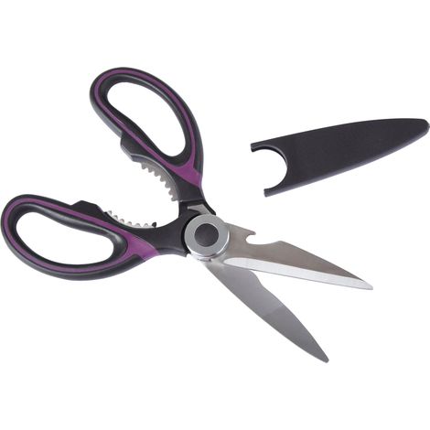 Interiors by Premier Comfortable Black And Purple Scissors, Eronomic Sharp Blades Scissors, Multipurpose Stainless Steel Scissors (1/4)