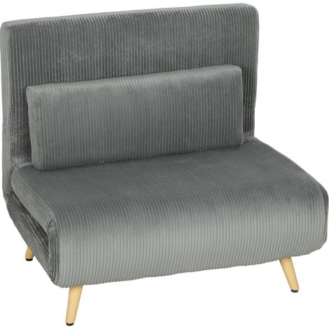 Schlafsessel 3-in-1, ausklappbarer Sessel aus Cord mit Schlaffunktion verstellbare Rückenlehne, Kissen Dunkelgrau (1/5)