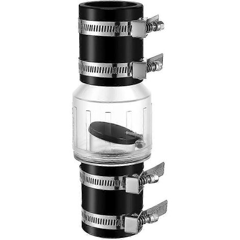 Clapet anti-retour pour pompe de puisard CV-150 de 1-1/2 pouce, clapet à ressort pour la prévention du refoulement, clapet anti-retour silencieux avec colliers de serrage Wal SZRH AF (1/4)