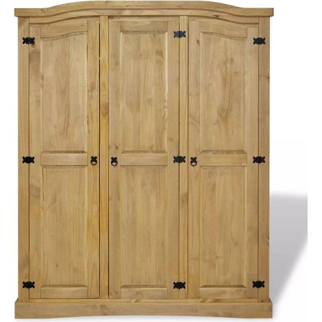 Armoire 3 portes pin massif naturel Mexica (1/5)