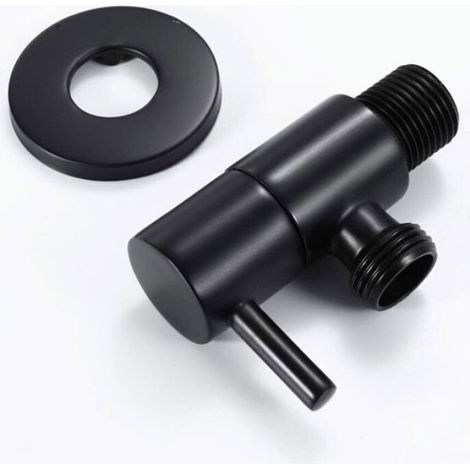 Vanne d'angle de robinet - - Raccord mural AG 1/2" - Raccord de robinet 3/8" - Poignée pratique - Laiton noir (1/4)