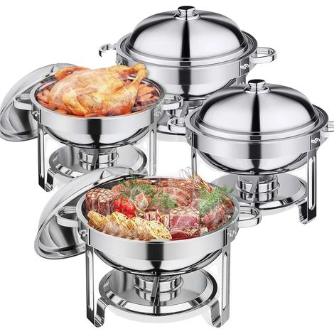Plat de service, Acier inoxydable, Design à double chaudière, 4 PCS (1/2)