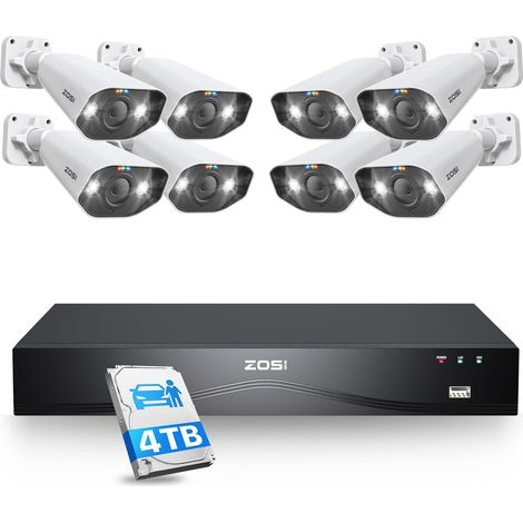 Système de Caméra Surveillance Extérieure 4K 8MP NVR avec HDD 4TB Détection Personne Véhicule Projecteurs Audio Bidirectionnelle Vision Nocturne C182 (1/5)