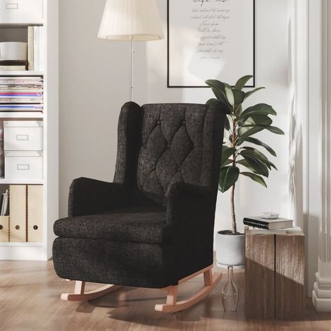 Schaukelsessel mit Kautschukholz-Beinen Schwarz Stoff
