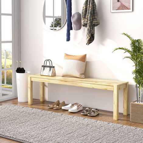Banc en bois massif, 3 places, banc de cuisine, bois de pin, naturel (1/5)
