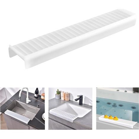 1 Protecteur De Bord D'évier En Silicone, 51cm Couvercle Anti-éclaboussures Pliable Avec Ventouse Pour Cuisine Et Salle De Bain (1/5)