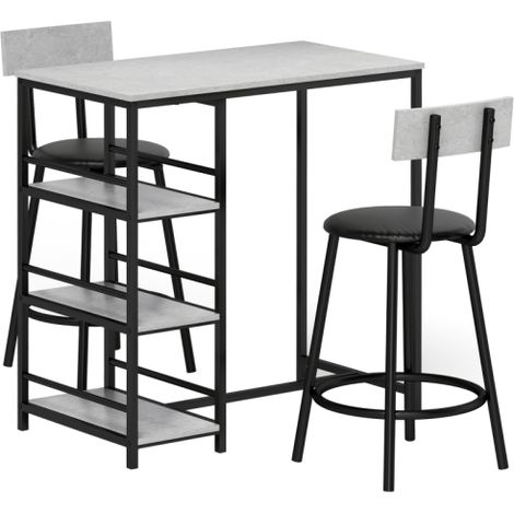 Stylish Three-Piece Kitchen Dining Set with Shelves in Grey and Black-Perfect for Small Spaces and Modern Interiors (1/5)