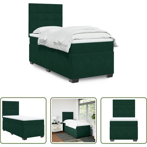 vidaXL Sommier à lattes de lit avec matelas Vert foncé 100x200 cm (1/5)