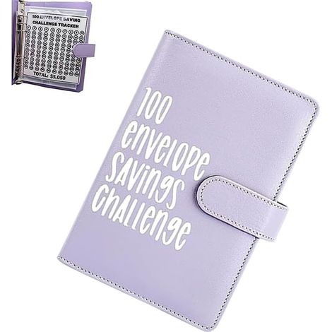 Classeur Défi Des 100 Enveloppes - Classeur De Budget Avec Enveloppes Pour Économies En Espèces - Format A5 - Violet (1/5)