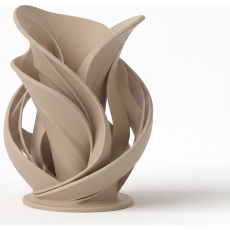 Vase sculptural décoratif beige en spirale pour fleurs séchées (1/3)