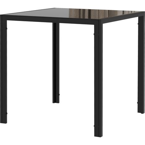 Esstisch Quadratischer Küchentisch für 4 Personen, Esszimmertisch aus Hartglas, bis 80 kg belastbar, für Küche, Esszimmer, 75 x 75 x 75 cm, Schwarz