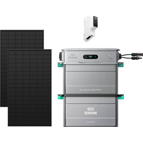 Zendure SolarFlow 800 Pro 2 - Stockage énergétique solaire domestique 800W, gestion intelligente, IP65, avec Compteur intelligent 3CT-S, AB2000L, avec 500Wx2 Panneau Bifacial