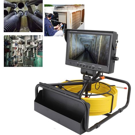 Endoscope domestique de 9 pouces pour canalisations avec écran sur carte mémoire, sonde d'inspection étanche avec caméra de 6,5 mm pour égouts, 100-240 V, poids excessif, norme européenne, 20 m. (1/5)