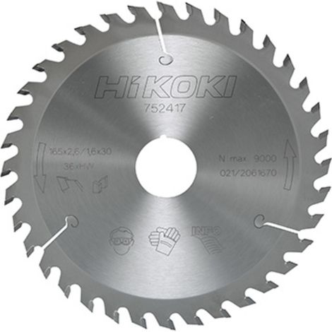 Hoja de sierra circular 165X20 Z18 para máquinas sin cable - HIKOKI - 752414